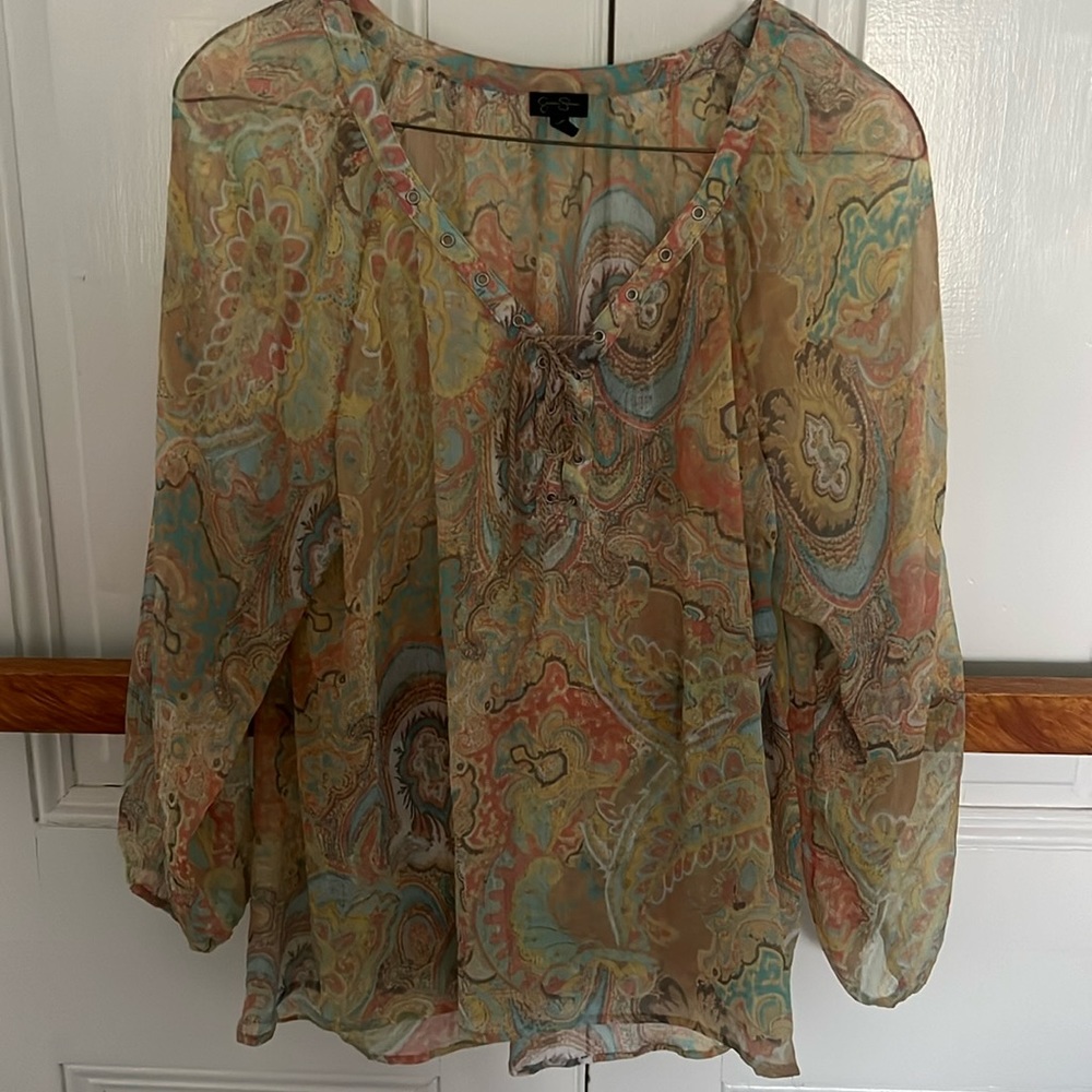 Jessica Simpson Shear Paisley Women’s Top 2X